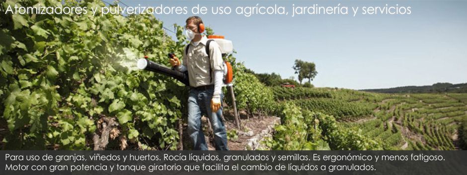 Atomizadores y pulverizadores de uso agrícola, jardinería y servicios